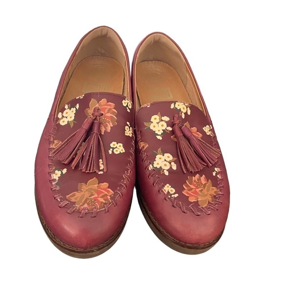 FITFLOP Sz 7.5 Petrina Dark Floral Mocca Loafers Shoes - Picture 6 of 8